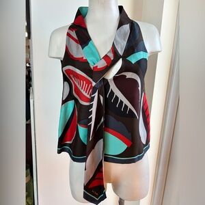 Paul Smith Silk Abstract Print top with asymmetrical tie- Made in Italy